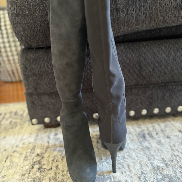 Stuart Weitzman knee high 5” stiletto suede black/gray sock boot 6.5 new REDUCED - Picture 3 of 8